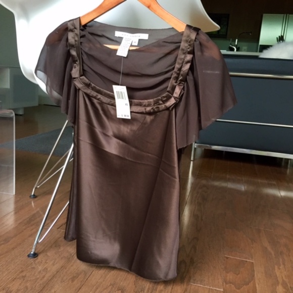 NWT Max Studio Mixed Media Top / Satin Sexy Sheer - Picture 3 of 6